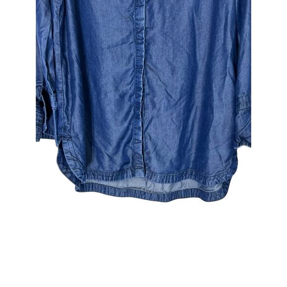 Banana Republic Dark Blue Wash Long Sleeve Button Up Tie Wrist Denim Top Size L - Picture 3 of 11